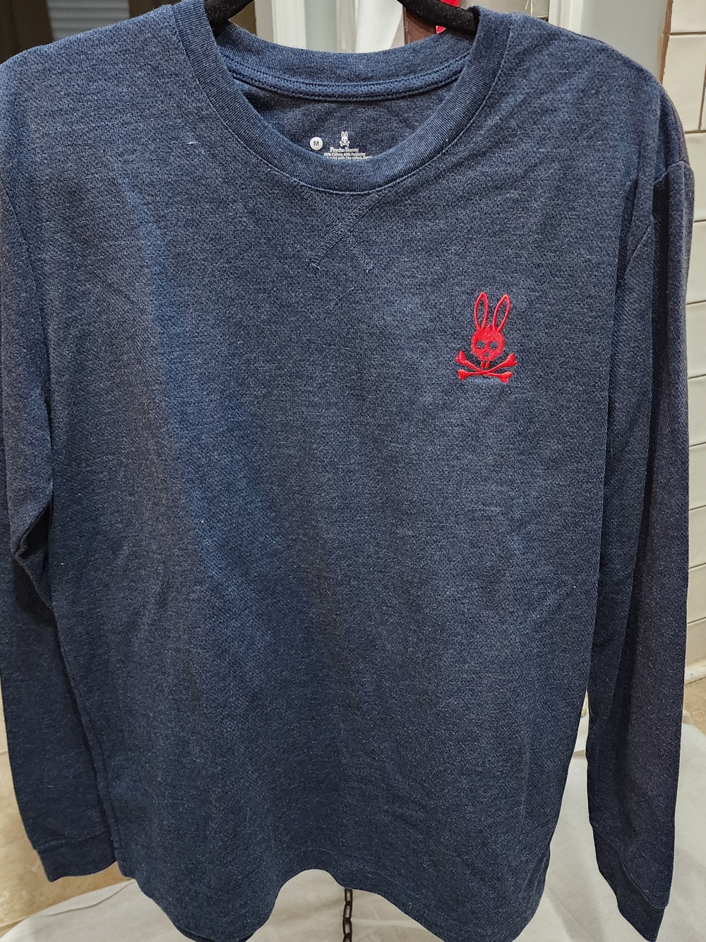 Psycho Bunny Navy Crewneck Pullover‎ with Red Logo Detail